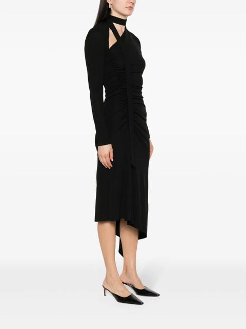 Victoria Beckham cut-out ruched midi dress - Black