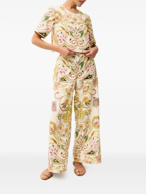 Marie Oliver Bennett floral print trousers - Neutrals