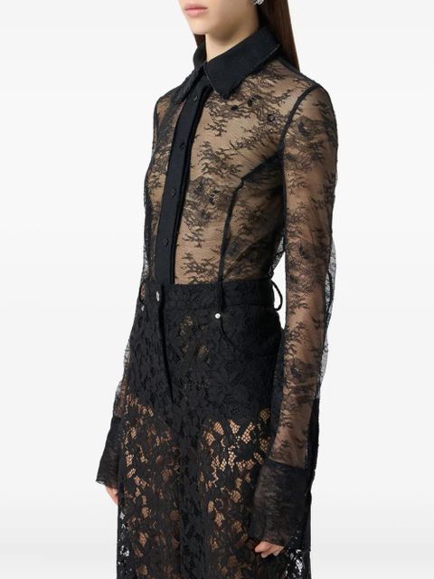 Blumarine lace-panelled shirt bodysuit - Black