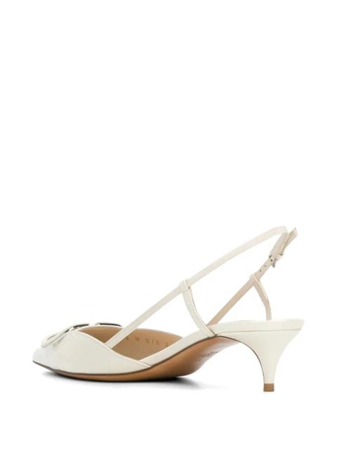 Valentino Garavani 40mm VLogo Signature leather slingback pumps - Neutrals