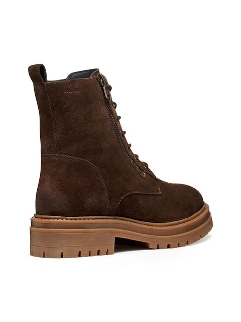 Geox botki zamszowe D IRIDEA damskie kolor brązowy na płaskim obcasie D16HRF 00022 C6006