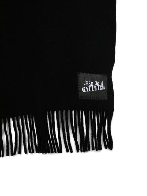 Jean Paul Gaultier ring-detail fringed scarf - Black