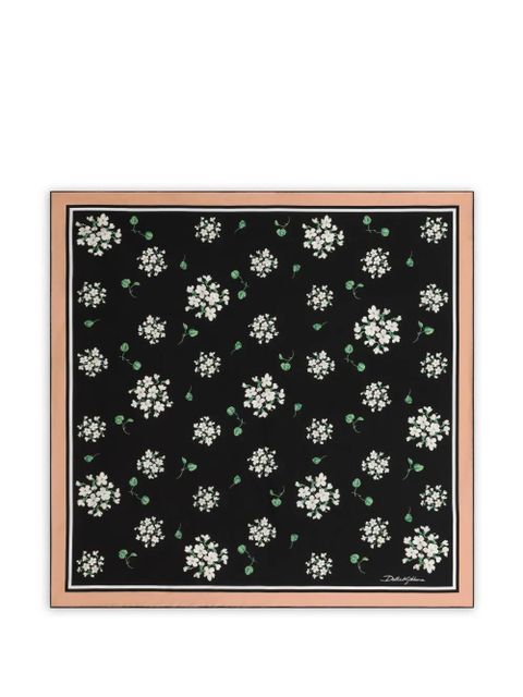 Dolce & Gabbana 70x70 geranium-print silk twill scarf - Black - zdjęcie produktu nr 1