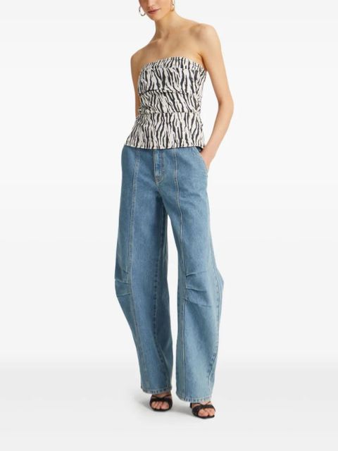 ROTATE BIRGER CHRISTENSEN zebra-print strapless top - White