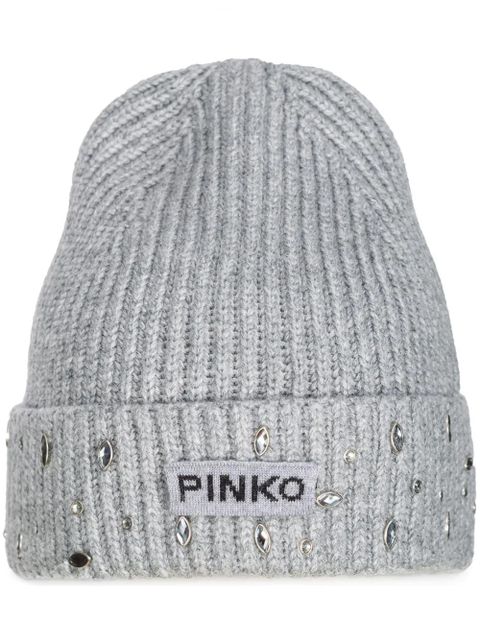 PINKO crystal-embellished beanie hat - Grey - zdjęcie produktu nr 1