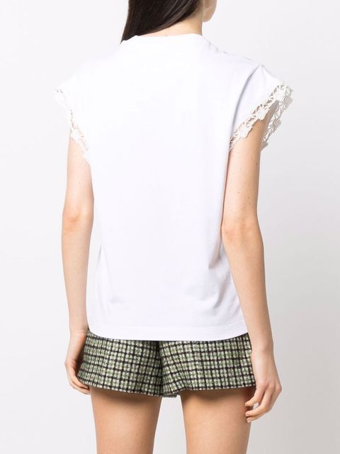 Chloé crochet-trim T-shirt - White