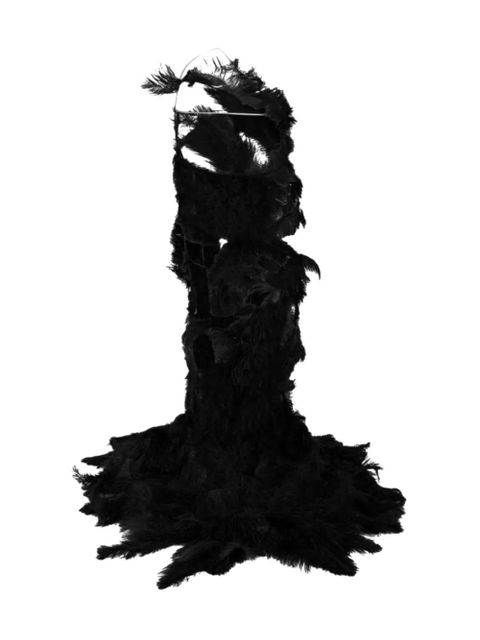 The Attico feather-details long dress - Black