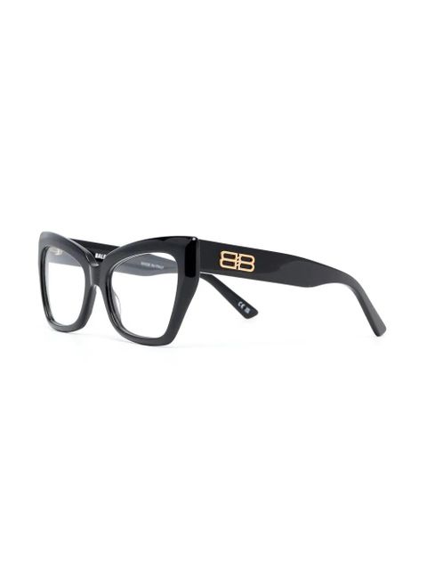 Balenciaga Eyewear logo-plaque square-frame glasses - Black - zdjęcie produktu nr 2