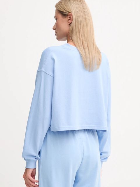 Calvin Klein Underwear bluza bawełniana damska kolor niebieski gładka LV00QS7516