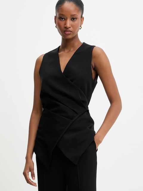 Answear.LAB kamizelka kolor czarny oversize