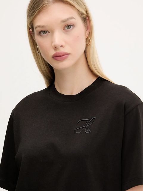 HUGO t-shirt bawełniany damski kolor czarny 50550901