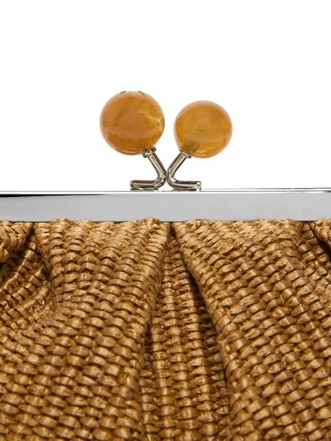 Max Mara small Palmas raffia-effect clutch bag - Brown