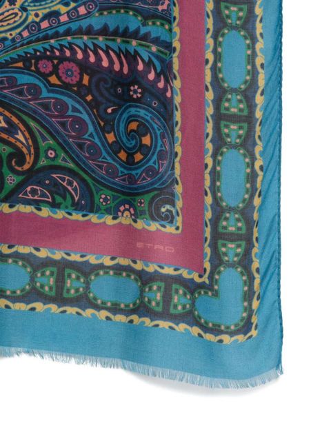 ETRO paisley-pattern fringed scarf - Blue - zdjęcie produktu nr 2