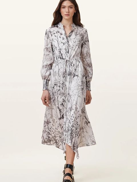 AllSaints sukienka lniana SKYLAR MAXI