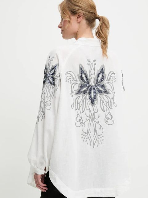 Answear.LAB narzutka kolor biały oversize wzorzysta