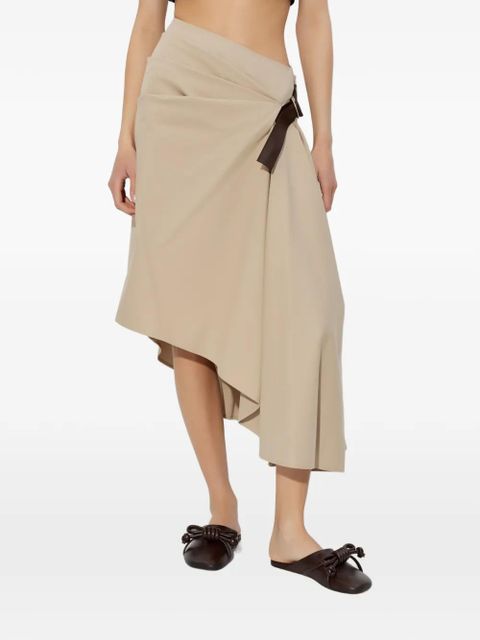 LOEWE belted asymmetric midi skirt - Neutrals
