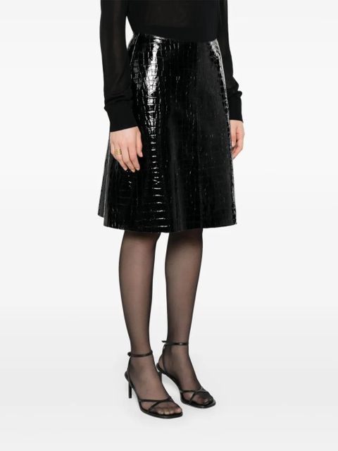 TOTEME crocodile-embossed skirt - Black - zdjęcie produktu nr 2