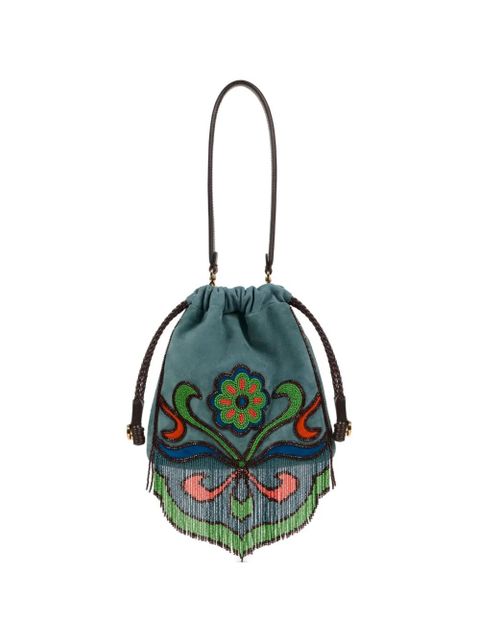 ETRO Small Kalispera beaded fringed bucket bag - Blue - zdjęcie produktu nr 1