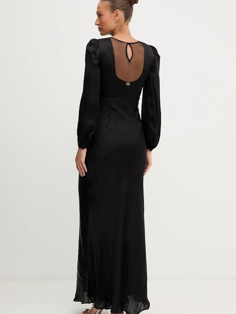 Twinset sukienka wiskozowa kolor czarny maxi rozkloszowana 252TT2131 - zdjęcie produktu nr 2