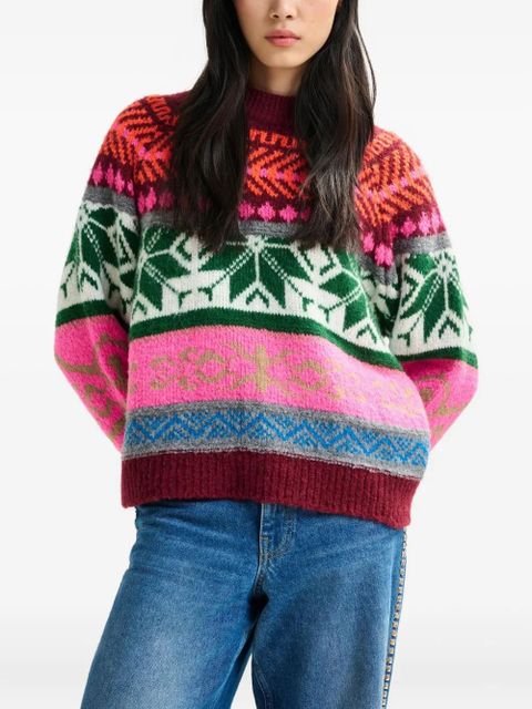 Essentiel Antwerp Irelando geomwtric-pattern sweater - Pink