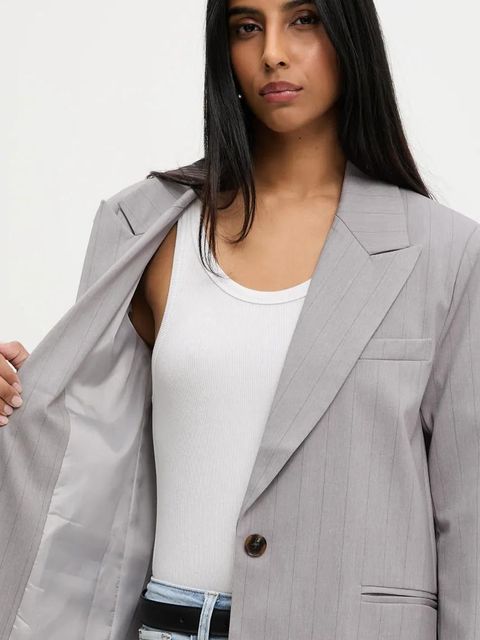 Answear.LAB marynarka kolor szary jednorzędowa wzorzysta