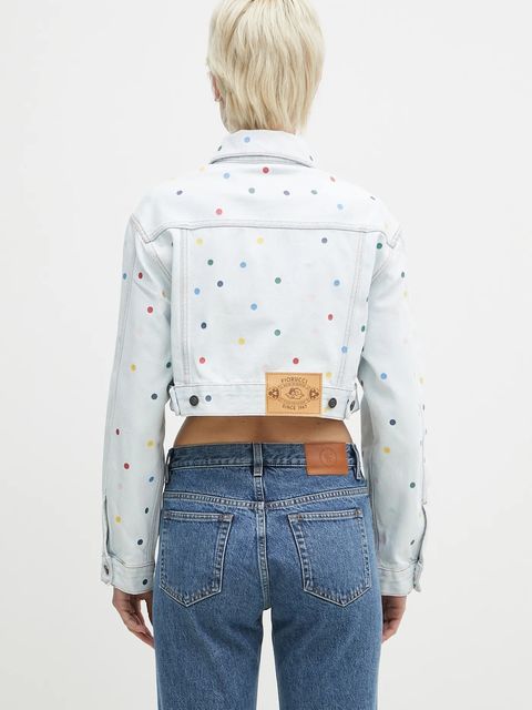Fiorucci kurtka jeansowa bawełniana Confetti Dot Cropped Denim