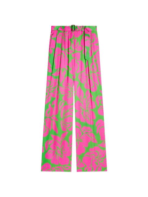 DRIES VAN NOTEN belted satin trousers - Pink - zdjęcie produktu nr 1