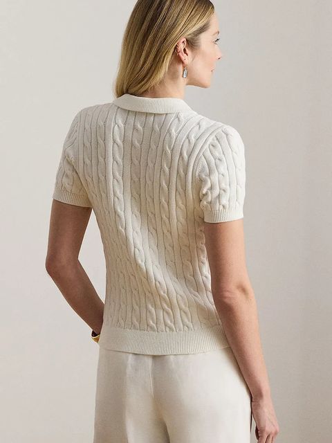 Lauren Ralph Lauren sweter z krótkim rękawem damski bawełniany - zdjęcie produktu nr 1