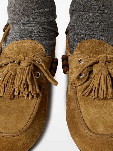 Miu Miu suede tassel loafers - Green - zdjęcie produktu nr 2