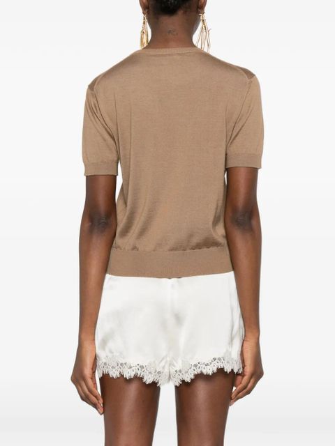 Saint Laurent crew-neck short-sleeve T-shirt - Brown