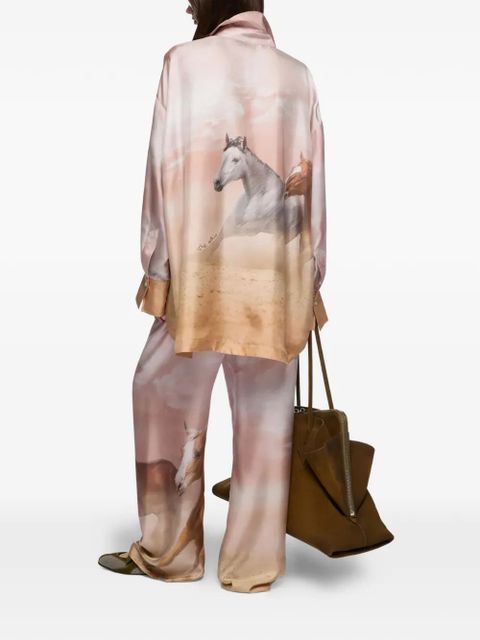 The Attico horse-print trousers - Pink