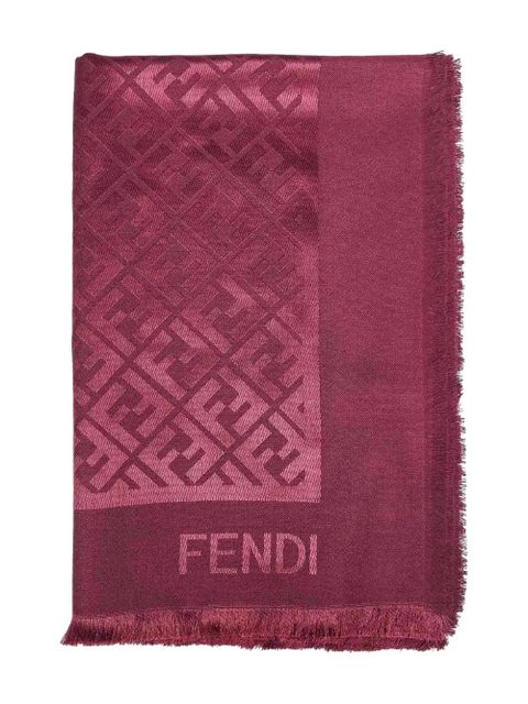 FENDI jacquard fringed scarf - Red