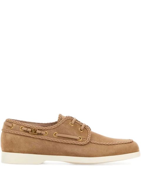 Valentino Garavani palm avenue braided-edge boat shoes - Brown