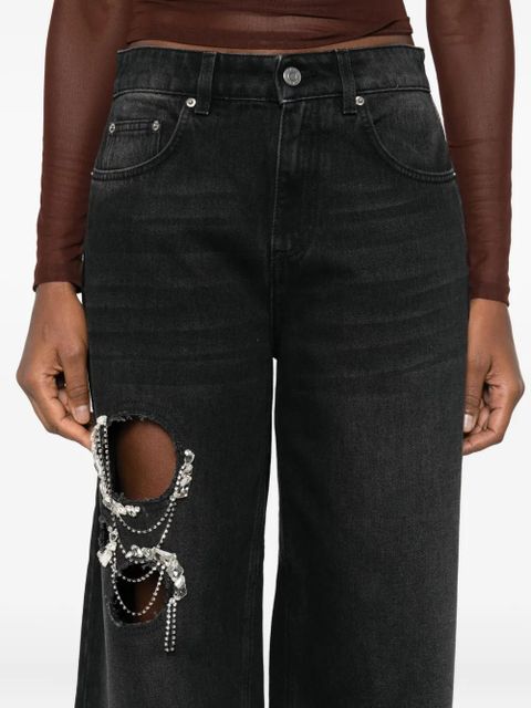 AREA crystal-embellished jeans - Black