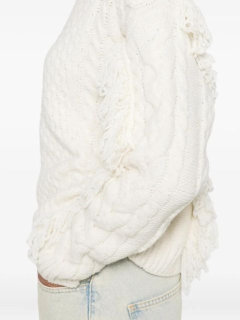 Maje cable-knit fringed sweater - Neutrals