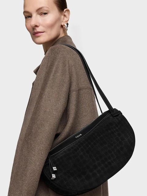 Tous torebka zamszowa Hombro Halfmoon kolor czarny 2002359051