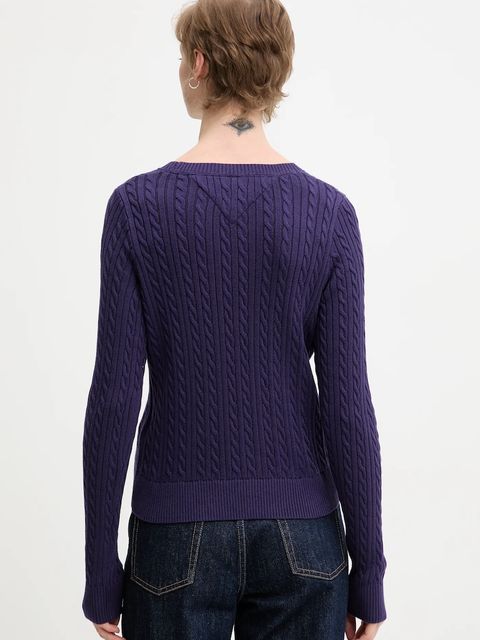 Tommy Jeans sweter bawełniany damski kolor fioletowy lekki DW0DW22165
