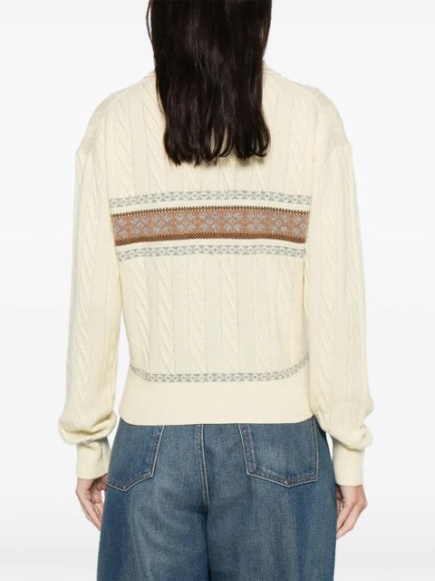 Guest In Residence cable collegiate knitted polo top - Yellow