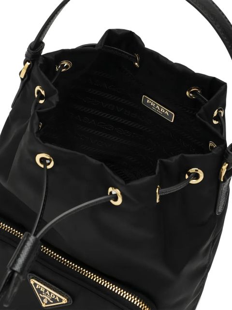 Prada drawstring top handle bucket bag - Black