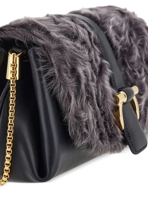 Ferragamo small shearling-front clutch bag - Black