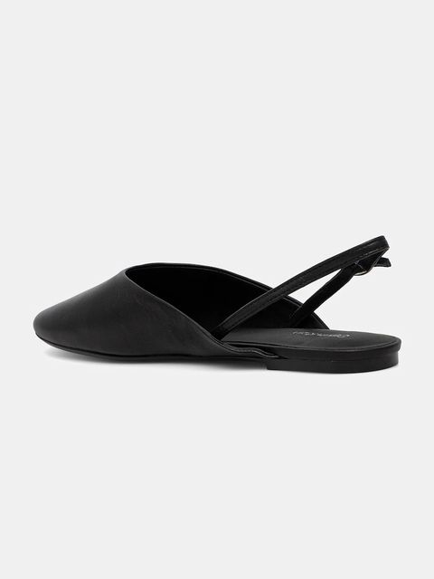 Calvin Klein baleriny skórzane OBLIQUE BALLERINA SLINGBACK LTH kolor czarny z odkrytą piętą HW0HW02852 - zdjęcie produktu nr 2