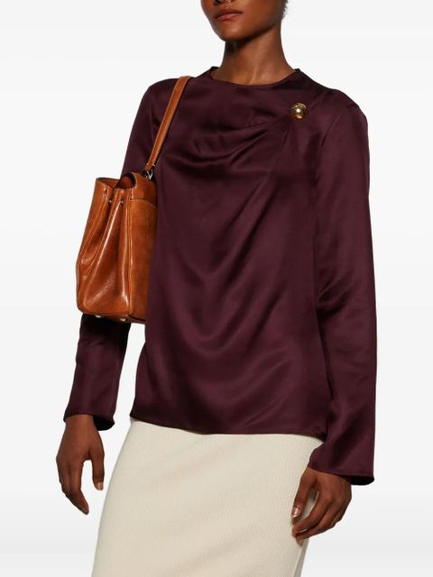 LouLou de Saison Azae draped brooch-detail blouse - Red