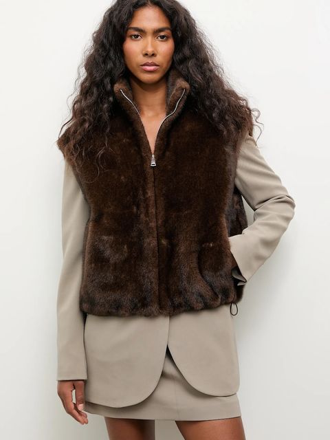 Answear.LAB bezrękawnik kolor brązowy przejściowy