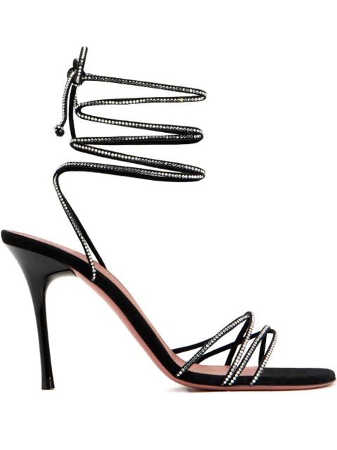 Amina Muaddi 95mm Lori strappy embellished sandals - Black - zdjęcie produktu nr 1