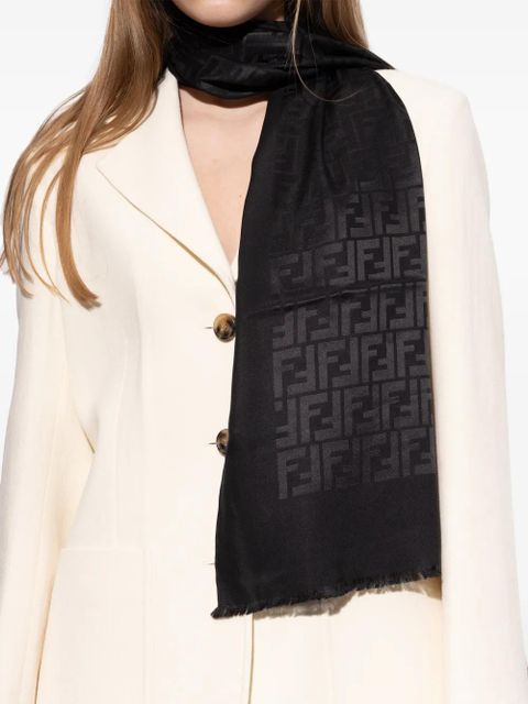 FENDI logo-pattern scarf - Black