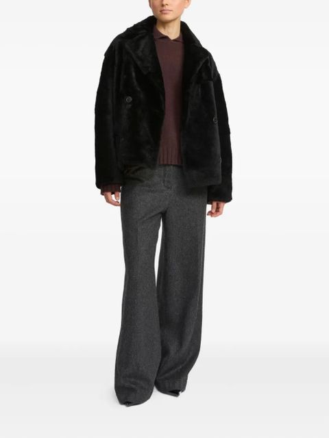 Yves Salomon double-breasted shearling jacket - Black - zdjęcie produktu nr 2