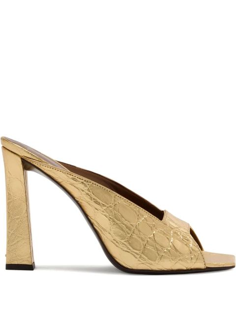 Giuseppe Zanotti 105mm Mya crocodile-print square-toe sandals - Gold - zdjęcie produktu nr 1