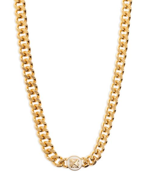 Off-White curb-chain logo-plaque necklace - Gold