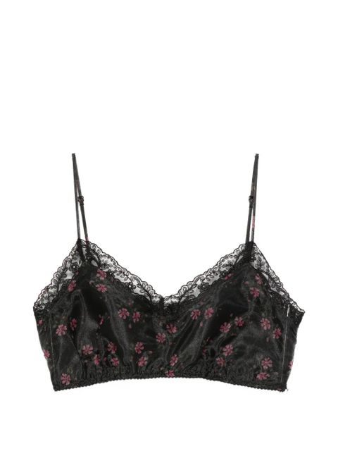 Simone Rocha floral-lace crop top - Black - zdjęcie produktu nr 1