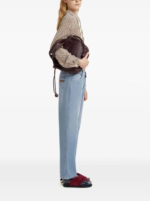 Marni ruffled printed shirt - Brown